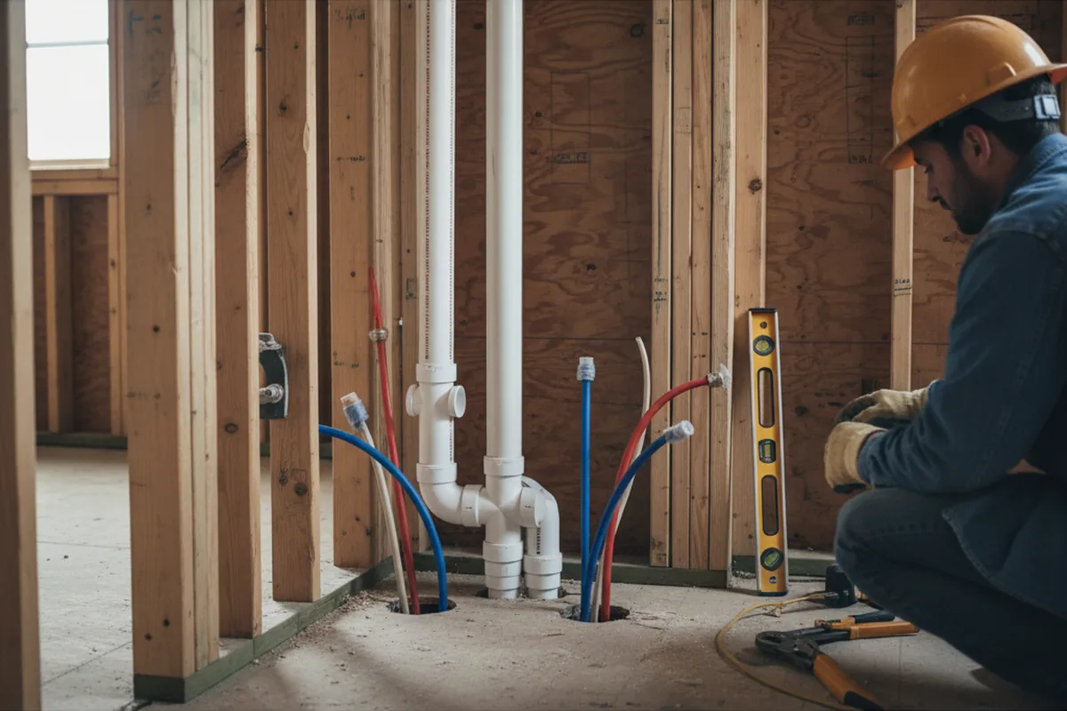 Drain and supply rough-in during Sump Pump Repair in Hondo