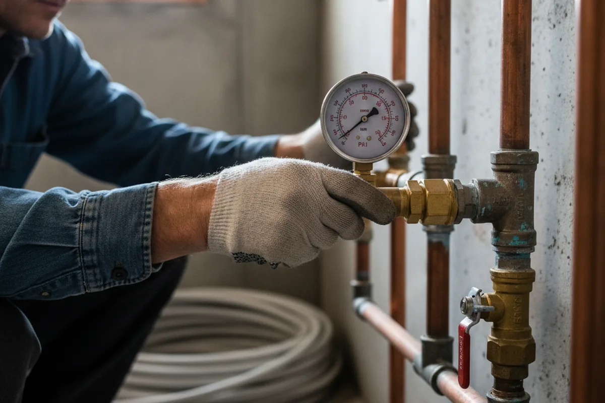 Pressure testing a repaired line during Water Line Repair in Hondo